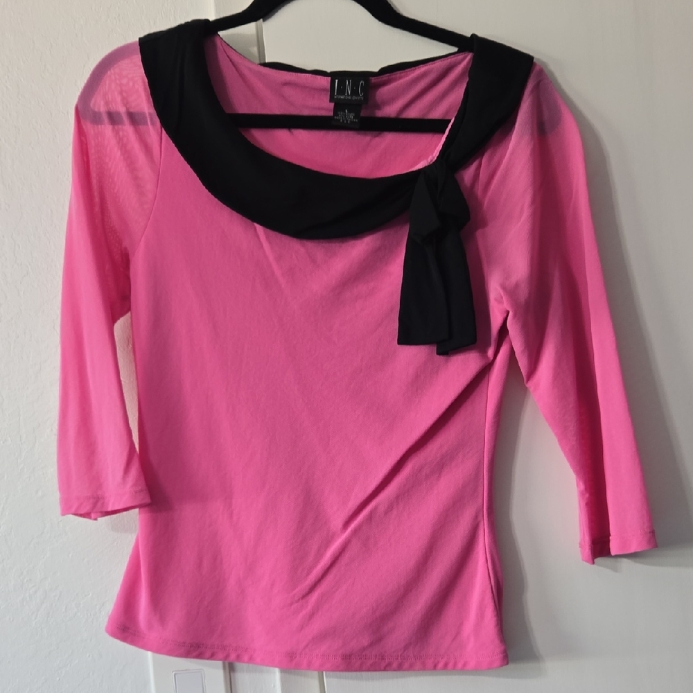 INC International Concepts Pink and Black Blouse